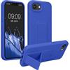 kwmobile 1x Custodia Compatibile con Apple iPhone 17e / iPhone 16e - Cover Supporto Dita - Back Case per Smartphone - Protezione Gommata Blu Baltico
