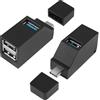 HATMINI Hub USB a 3 Porte, Adattatore di Espansione Maschio a Femmina 2 Pezzi Splitter da 90 Gradi, 1 Porta 3.0 e 2 Porte 2.0 per Collegamento Disco Rigido (2 USB C)
