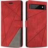 SONWO Cover per Google Pixel 6A Custodia, Flip Caso in PU Pelle Case Cover Premium Portafoglio Custodia per Google Pixel 6A, Slot per Schede, Supporto Stand, Rosso