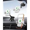 INIU Caricatore Wireless Auto 15W con Ventola e LED, Certificato Qi2 Ricarica Rapida e Supporto per iPhone 16 Pro Max/15/14/13/12 ect, Bianco