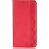 ILING Cover Magnetica per Blackview A52, Flip Custodia in Pelle Portafoglio Kickstand Slot, Case Interno TPU Antiurto (Rosso)