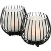 Boltze Portacandela a vento Laval (2 pezzi, nero, vetro, ferro, altezza 12 cm, design moderno, decorazione da giardino, decorazione da tavolo, portacandele in vetro) 1018022