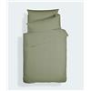 Bianca Plain Dyed Military Green - Set copripiumino 140 x 220 + 65 x 65 cm