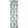 Gardinia Sehlbach Tenda pronta per l'uso con fettuccia, Stampa floreale all-over, Verde, 135 x 245 cm, Opaca, Traslucida, Certificato Oeko-Tex, Personalizzabile, Cordino integrato
