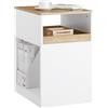 SoBuy Cassettiera Scrivania con Ruote Cassettiera Ufficio con Scomparto Aperto e Cassetto Rimovibile Mobile Ufficio Porta Stampante Salvaspazio Bianco e Naturale 40x50x65cm ASK08-WN