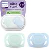 AVENT Philips Avent Ultra Start Ciuccio - Design ortodontico, per neonati, tettarella simmetrica in morbido silicone, senza BPA, con custodia per la sterilizzazione, confezione da 2, SCF075/12