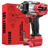 Ecarke Avvitatore a Impulsi 1400Nm, Compatibile con Batterie Milwaukee 18V, 1/2 Brushless con Luce LED per Smontaggio Ruote, Lavori Edili e Auto (Senza Batteria e Caricatore)