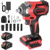 ONEVAN Avvitatore a percussione a batteria, avvitatore a impulso elettrico, 700 NM, 4 marce, Impact Wrench per cambio pneumatici auto (rosso, con 2 batterie e set di accessori da 12)