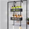 Ajex Mensola Doccia da Appendere,Materiale Inossidabile Resistente Porta Bagnoschiuma Shampoo Doccia da Appendere,Mensola Doccia Senza Foratura Portaoggetti Doccia con 2 Ganci (Nero)
