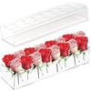 BERRYLION Vaso da fiori in acrilico trasparente, 16 fori, 40 cm, rettangolare, squisita, decorazione floreale, decorazione moderna per matrimoni, casa, tavolo da pranzo