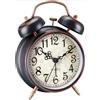 YsyYey Sveglia analogica vintage a doppia campana, 10 cm, design retrò con luce notturna, analogica a batteria con campanello forte, sveglia antiquata per camera da letto