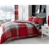 Homemaker ® Set di biancheria da letto con copripiumino e federe in tartan a quadri rossi e grigi (matrimoniale)