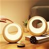 Bonsery Set di 2 lampade da comodino con telecomando e touch, dimmibili, rotonde, cambio colore e 9 modalità, batteria USB, luce notturna bianca calda, memoria e timer
