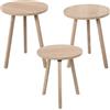 DRW Set di 3 tavolini in Legno in Colore Rovere 38 x 50, 38 x 48 e 38 x 45 cm, Quercia, 38x50, 38x48 y 38x45cm