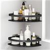VZLYMTV Mensola Doccia Angolare - Porta Shampoo Doccia con Adesivo Forte, Senza Foratura per Bagno/Cucina - Scaffale a Parete in Alluminio Nero