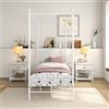 JURMERRY JELUTE Struttura letto a baldacchino per letto singolo, con testiera e pediera, in acciaio robusto, si adatta perfettamente al materasso, facile montaggio fai da te, bianco