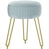 IBUYKE velluto rotondo poggiapiedi sgabello ottomano, trucco Vanity sgabello tavolino, velluto Dressing Table Seat, Pouf divano sgabello, gambe d'acciaio dorate, blu