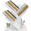 Accmuzzy Libreria a forma di albero, a 4 livelli, in legno, piccola libreria per libri, CD e scrivania, facile da montare (bianco, 15,94 in | 2 livelli)