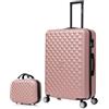 CELIMS - Bagaglio Grande con beauty case | Capacità 23 kg | Valigia leggera da stiva | 75 x 46 x 28 cm | Chiusura di sicurezza | Materiale ABS | Oro rosa