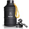 High Pulse Borraccia XXL in Plastica - Bottiglia d'Acqua 2,2 L con Tracolla, Beccuccio e Tappo a Vite - Antigoccia per Sport, Palestra, Campeggio, Escursionismo e Attività Outdoor