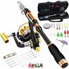 BNTTEAM Set Combinato Canna Da Pesca Telescopica Mulinello Da Spinning Carbonio Con Borsa Esche Per Mare Acqua Dolce Stagno Fiume