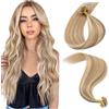 MY-LADY Extension Capelli Veri Cheratina 25 Ciocche 20g 35 cm Marrone Dorato&Biondo Capelli Umani Remy Lisci Naturale Keratin U Tip Human Hair Extensions #12P613