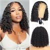 NICMISS Lace Front Wig Human Hair 13x4 Deep Curly Bob Lace Wigs Short Bob Lace Front Wig Brazilian Virgin Human Hair Wig 150% Density Natural HD Transparent Bob Wig for Women Natural Colour 14 inch (35cm)