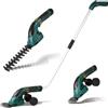LIFERUN Forbici per erba con Batteria 7,2 V, 2000 mAh, 2 in 1, con Manico Telescopico, Batteria Ricaricabile e Caricatore per Giardino,Verde Scuro