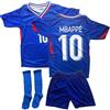 IHIMI Set di maglia da calcio per bambini, adatto per gli appassionati della Francia #10, compatibile con Mbappe, maglia blu con pantaloncini e calze, ragazzi e ragazze (4-13 anni), Blu, 140