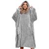 UMIPUBO Coperta con Cappuccio Coperta Indossabile Oversize Donna TV Blanket Pullover Hoodie con Tasca Morbida Felpa con Coperta Sherpa Fleece per Adulti, Uomo, Donne, Adolescenti(Grigio Chiaro)