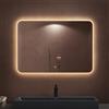 doporro Specchio Bagno LED 100x70 cm Rettangolare Retroilluminato con Interruttore Tattile Dimmerabile 3 Colori Antifog in Vetro Temperato HD, Installazione Orizzontale o Verticale