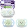AVENT Philips Avent Ultra Start Nighttime Ciuccio - Design ortodontico, per neonati, fluorescente, tettarella simmetrica in morbido silicone, senza BPA, confezione da 2, SCF075/18