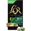 L'Or - Capsule Caffè Espresso Bio Organic - 100 Capsule in Alluminio - Intensità 9 - Compatibili con Macchine Nespresso - 10 Confezioni da 10 Capsule