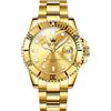 OLEVS Orologio da uomo in argento, grande viso in acciaio inox, classico facile da leggere orologio da polso di lusso da uomo, 5885-oro quadrante/bracciale in oro, Standard