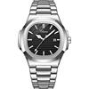 OIDEA Orologio da polso quadrato da uomo, analogico, al quarzo, con lancette luminose, impermeabile, 30 m, con cinturino in acciaio inox, regalo per uomini, 01 nero, Bracciale