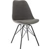 DRW Set di 2 sedie in Metallo Velluto Nero e Grigio Seduta 50 cm, 48x55x83cm, Alt. Asiento 50cm