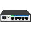Goalake Switch PoE+ 6 Porte Gigabit 10/100/1000 Mbps, 4 Porte PoE fino a 52W, 1 Uplink, 1 SFP, IEEE 802.3af/at, VLAN, Protezione da Sovraccarico, Ideale per Sorveglianza IP e Access Point