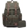 KAUKKO - Zaino vintage in tela, per uomo e donna, stile retrò, elegante, per esterni, viaggi, escursionismo, grande capacità, 05-verde, taglia unica, zaino daypack, 05-verde, Taille unique, Zaino