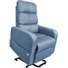 PEPE Mobility Poltrona Relax Elettrica Alzapersona (Tessuto di Lino), Reclinabile per Anziani, con Telecomando, Blu