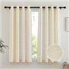 PONY DANCE Tende Cameretta Bambini Effetto Lino per Interni - Corte con Anelli Bronzo, Beige con Linee Naturali, Salotto Moderne 2 Pezzi L 140 x A 160 CM