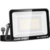 Willpower Faretto LED Esterno 200W 20000LM, Faro LED con Spina Proiettore LED 3000K Bianco Caldo IP66 per Garage Giardino Cortile Patio Piazza Officina