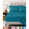 Utopia Bedding - Set Lenzuola Letto Matrimoniali 4 Pezzi 150x200 cm - Spazzolata Poliestre di Microfibra - Oeko-Tex Certificato - Lenzuolo con Angoli, Lenzuolo Piatto e 2 Federe 50x75, Blu Denim