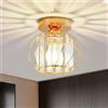Seruno X Lampadario Moderno in Cristallo, Mini Plafoniera Color Oro con Paralume in Vetro, Plafoniera a Semi-incasso E27 per Soggiorno Camera da Letto Cucina Sala da Pranzo Corridoio Bagno Ingresso