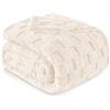 Exclusivo Mezcla Coperta Plaid Pile di Flanella per Divano, 230x270 CM Coperta Letto Matrimoniale con Motivo a Scacchi, Morbida e Calda, Avorio