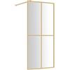 vidaXL Parete per Doccia Walk-in Vetro Trasparente ESG 100x195 cm Oro