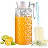 QLFJ-FurDec 1Pcs 1.1 Liter Caraffe Brocche Plastica con Coperchio e Manico, Caraffa Acqua in Acrilico, Brocca Plastica Trasparente per Frigorifero, Infrangibile, Caraffa Plastica per tè Freddo, Limonata