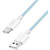 Logilink Cavo di collegamento USB 2.0 tipo C, da C (maschio) a A (maschio) con rivestimento in nylon, 60 W, blu, 1 m