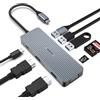 OBERSTER Hub USB C, 9 in 1, adattatore USB C triplo display da 2 x HDMI/VGA, Mac Pro/Air 5 Gbps Fast Docking Station per dispositivi Dell, Surface, HP, Lenovo e tipo C (SD/TF+USB A 3.0/2.0+ricarica
