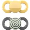 dentistar Day & Night Succhietto set da 4 - Taglia 3 da 14 mesi - Succhietto in silicone delicato su denti e mascella - Arancione & Grigio con spirale - Made in Germany