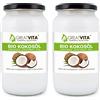 Mea Vita Olio di cocco biologico MeaVita, nativo, confezione da 2 (2 x 1000 ml) in un bicchiere